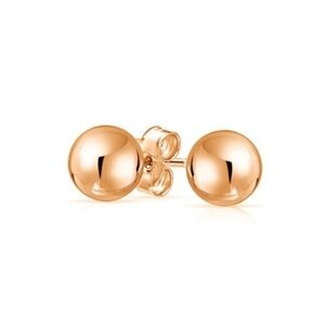 .925 Sterling Silver rose Gold Bead stud earrings